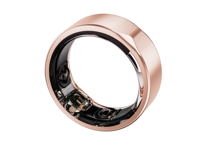 Rose Gold aura smart ring showing electronics