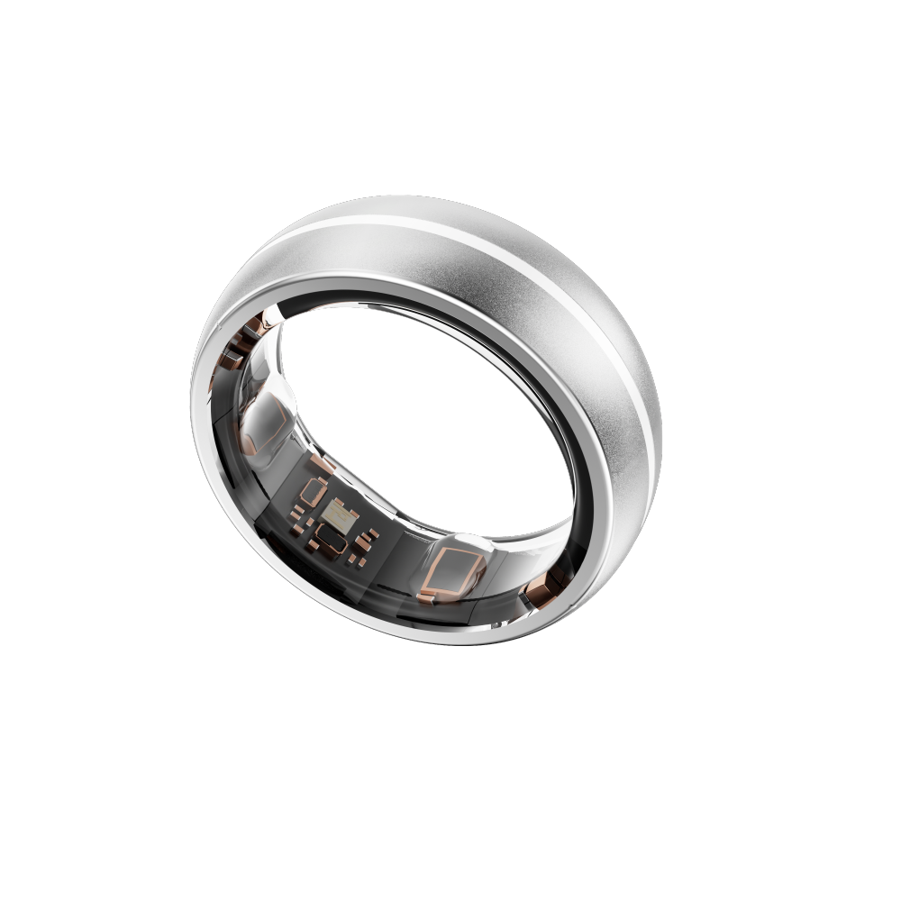 Silver aura ring pro x with electronic components