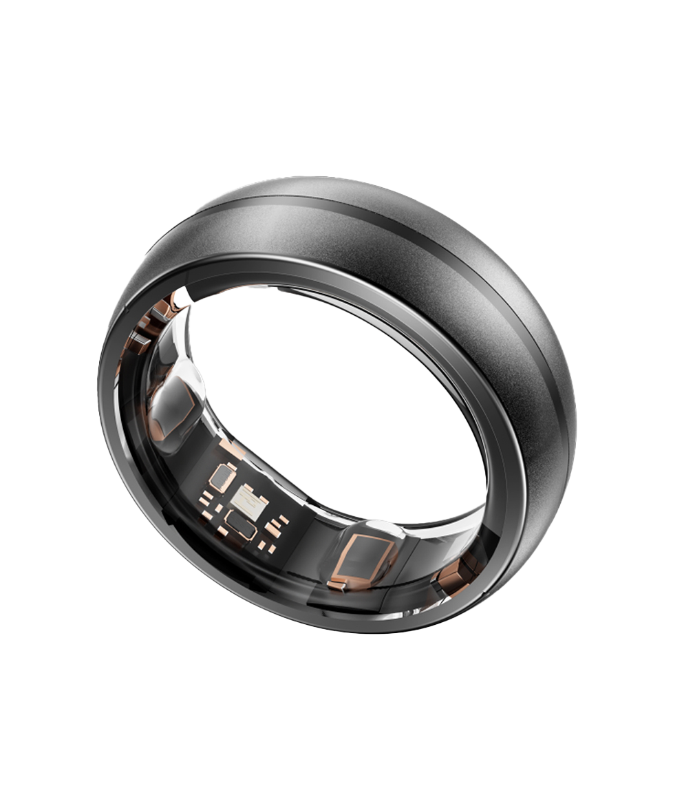 Black smart ring with electronic components