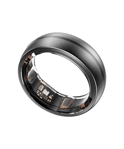 Black smart ring with electronic components