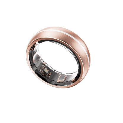 Rose gold aura smart ring with electronic components